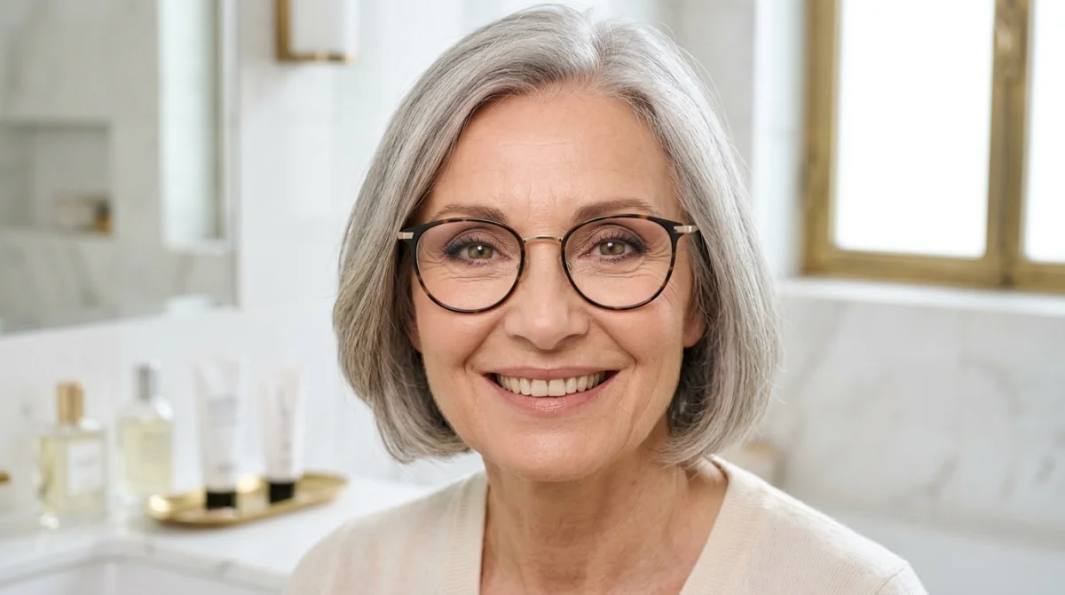 comment se maquiller à 60 ans avec des lunettes